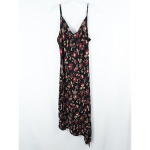 Vintage Y2K Floral Cowl Neck Asymmetric Midi Dress 11/12 Fairy Grunge Whimsigoth